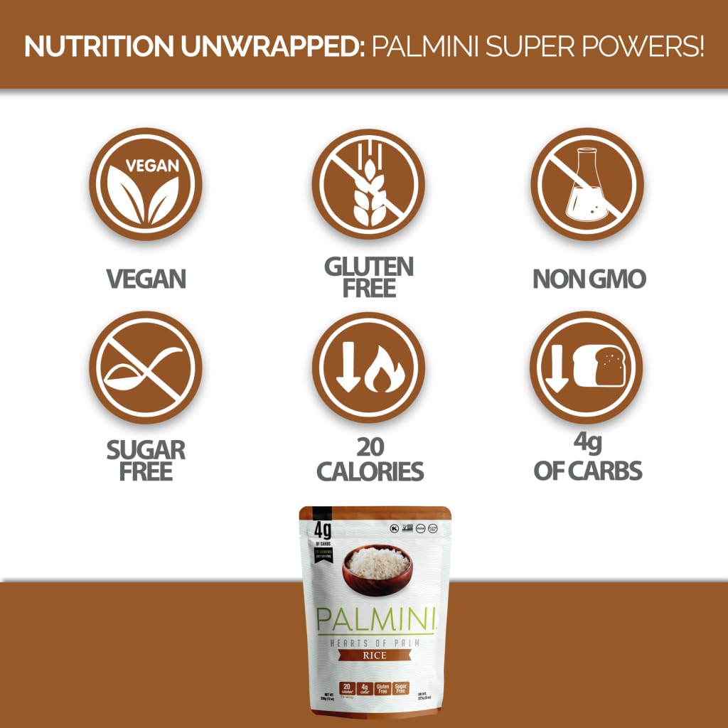 Palmini Rice | Low-Carb, Low-Calorie Hearts of Palm Rice | Keto, Gluten Free, Vegan, Non-GMO & Healthy | As seen on Shark Tank