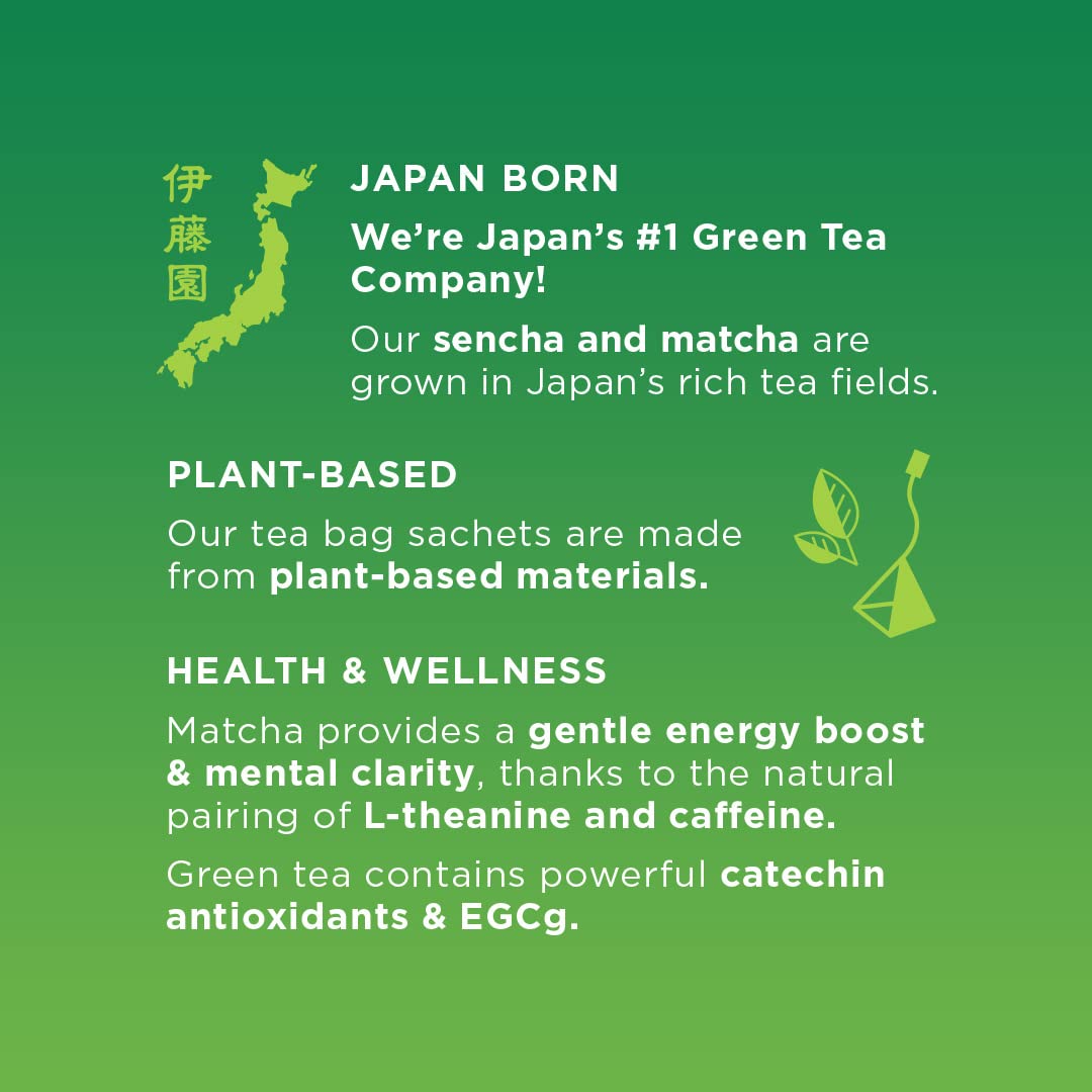 Matcha Love Japanese Matcha + Green Tea, 10 Premium Tea Bags