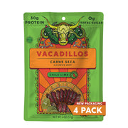 Vacadillos - High Protein Carne Seca | 30g Protein, Sugar Free, Carbs Free, Gluten Free, Dairy Free, Keto & Paleo Friendly | Mexican Inspired Beef Jerky Snack