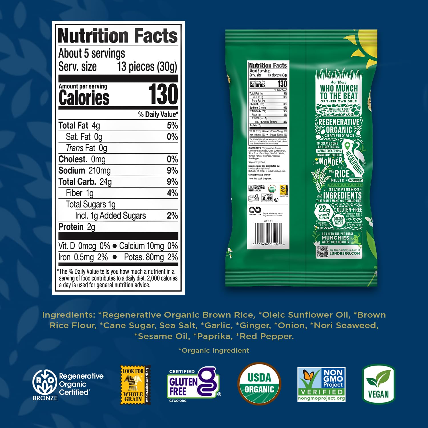 Lundberg Organic White Cheddar Rice Cake Minis