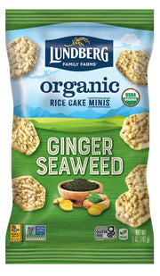Lundberg Organic Ginger Seaweed Rice Cake Minis, 5oz, Gluten-Free, Vegan, Whole Grain, USDA Certified Organic, Non-GMO Project Verified