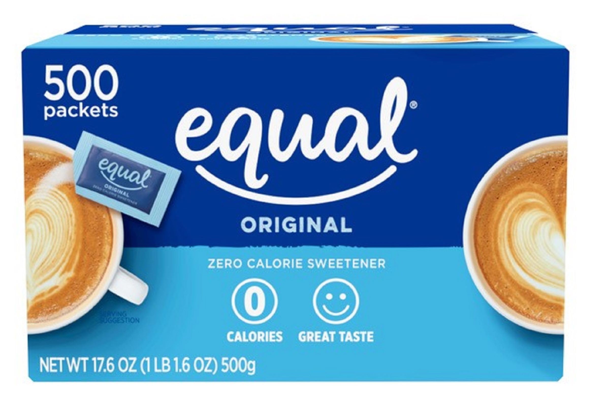 EQUAL 0 Calorie Sweetener, Sugar Substitute, Zero Calorie Sugar Alternative Sweetener Packets, Sugar Alternative, 500 Count