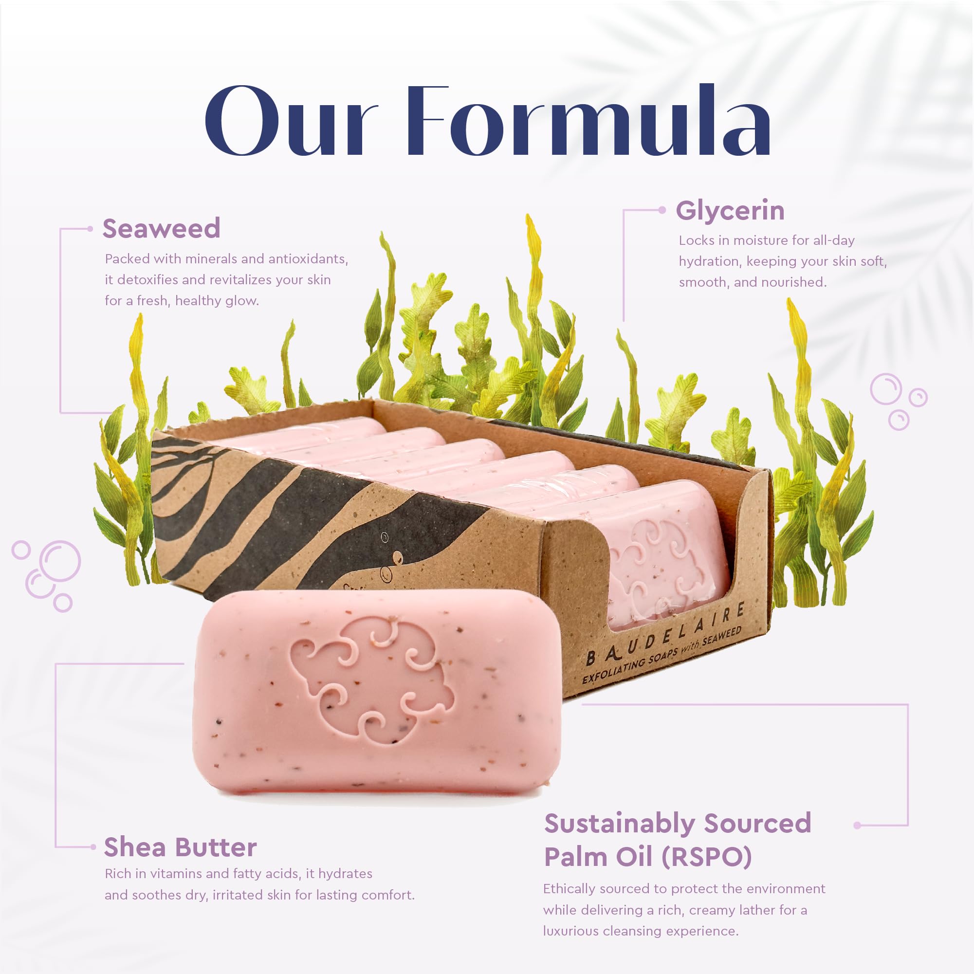 Baudelaire Exfoliating Soap, Loofa Bath Soap & Body Soap, Natural Soap, Triple Milled with 100% Natural Fragrance