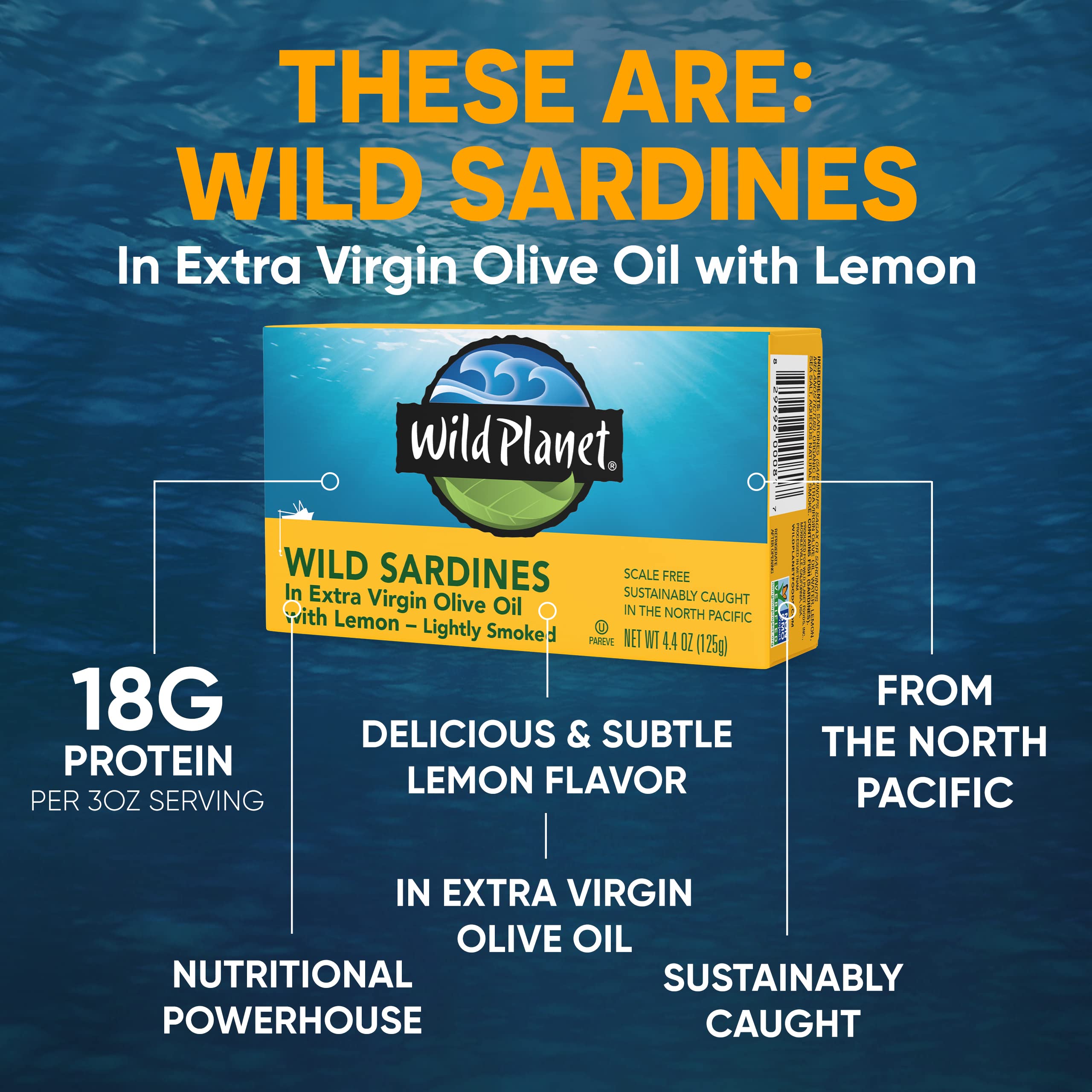 Wild Planet Wild Sardines, Tinned Fish, Sustainable Caught, Non-GMO, Kosher, Gluten Free