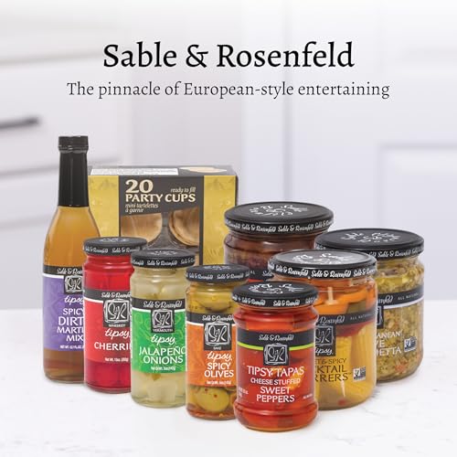 Tipsy Cocktail Onions in Jar with French Vermouth - Pickled Silverskin Onions for Cocktails, Appetizers, and Hors d'Oeuvres, Kosher Parve - Sable & Rosenfeld - 5 oz