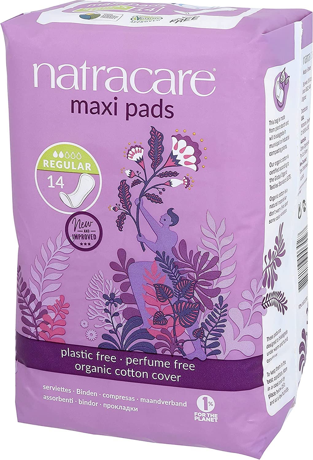 Natracare Pads Maxi Regular 14 Count (6 Pack)