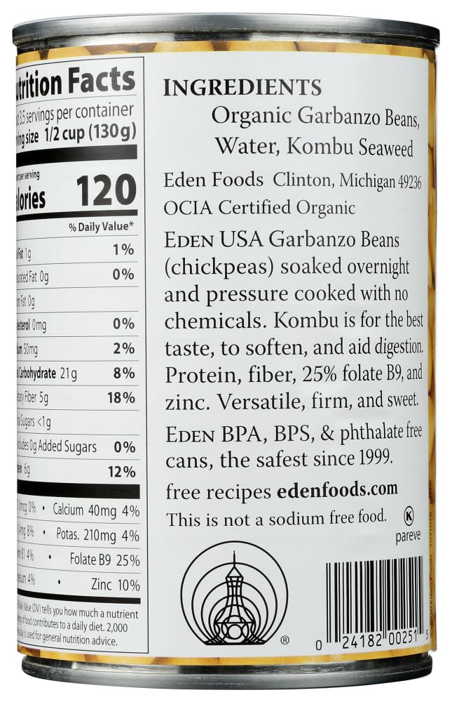 Eden Organic Garbanzo Beans, No Salt Added