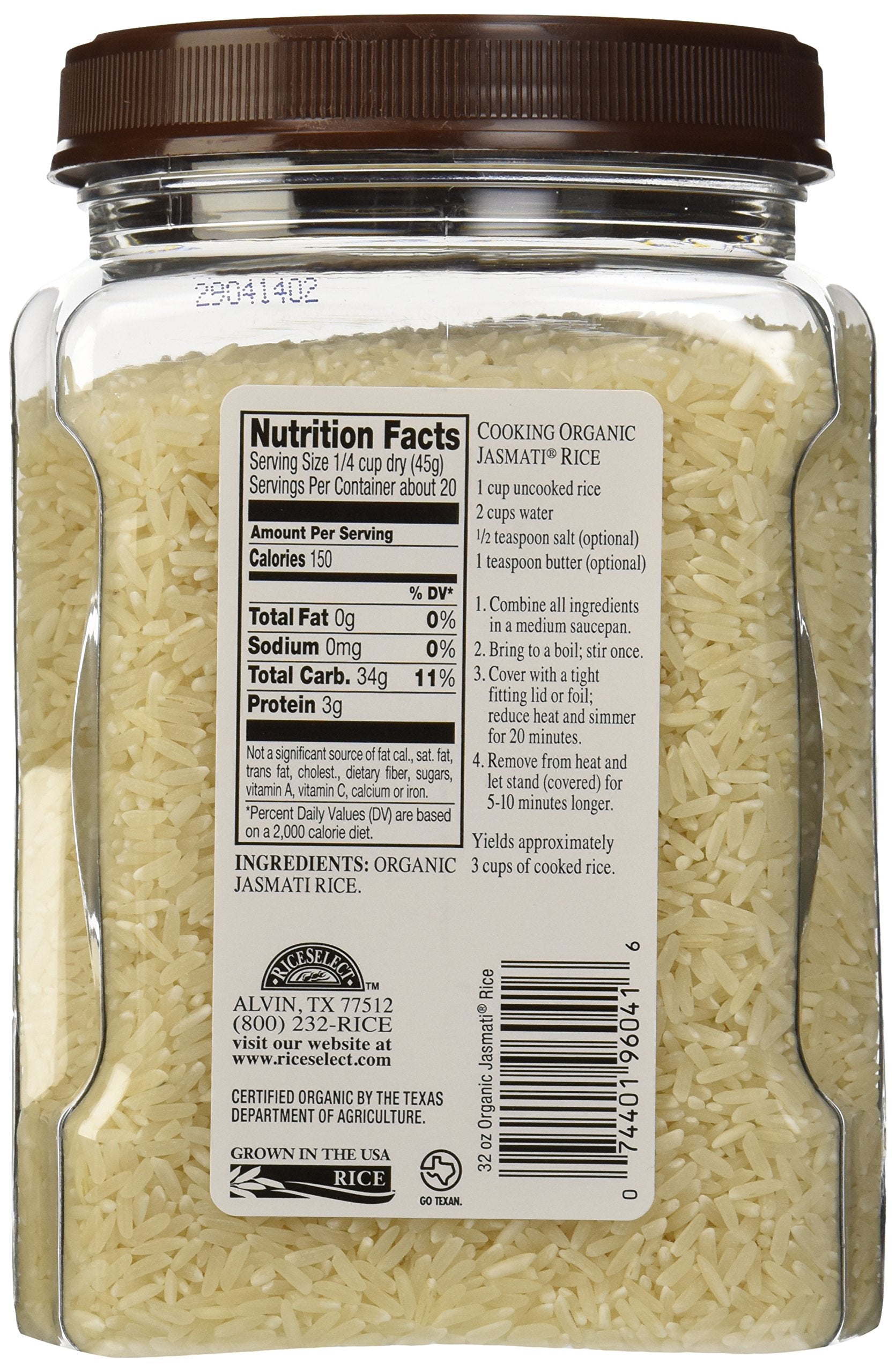 RiceSelect, Jasmati Rice, Organic, 32 oz(Pack of 4)