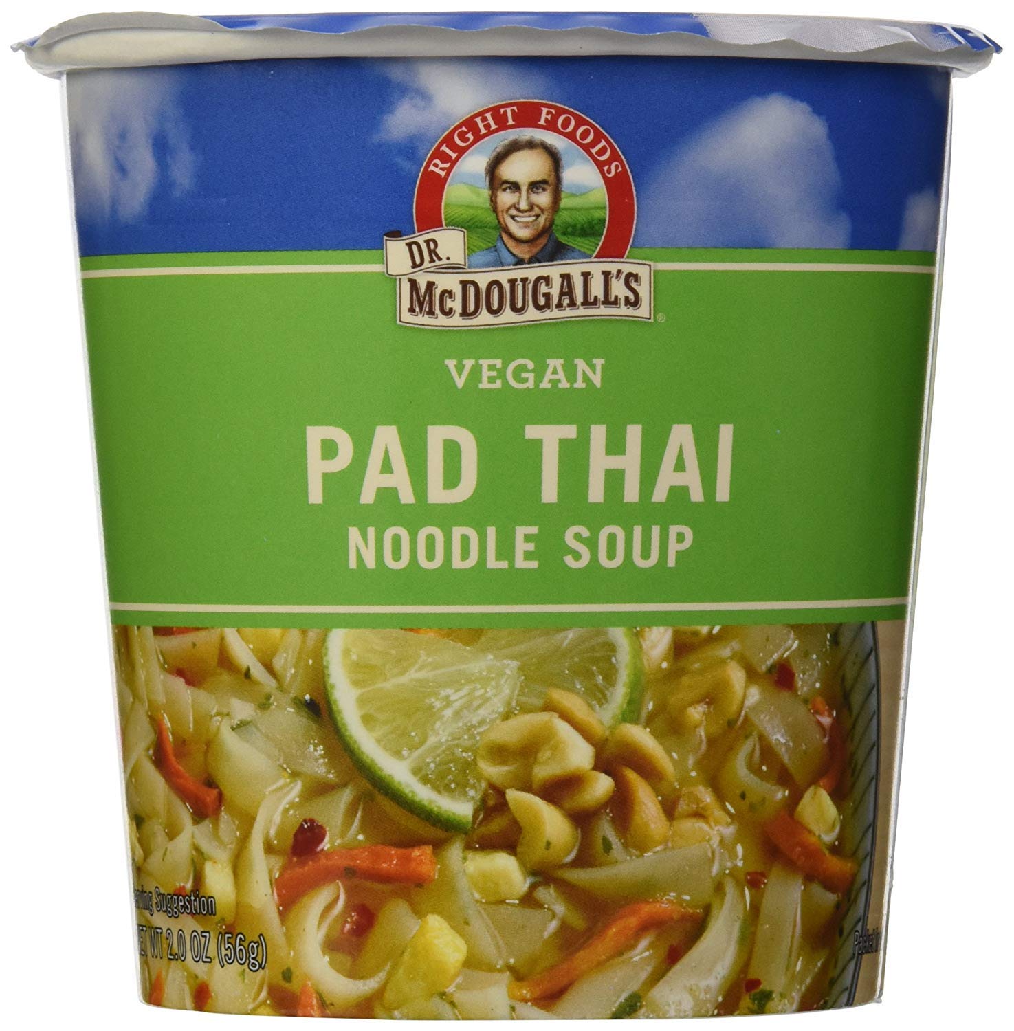 Dr. McDougall's Vegan Chicken Soup - Chicken Noodle Soup - Organic Ramen Noodle Cups - Low Sodium Vegan Soup with Instant Noodles - 1.4 Ounces - Pack of 6