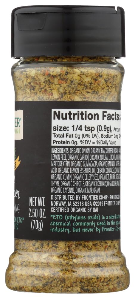 Frontier Natural Salt-Free Lemon Pepper Seasoning (6x2.5 Oz)