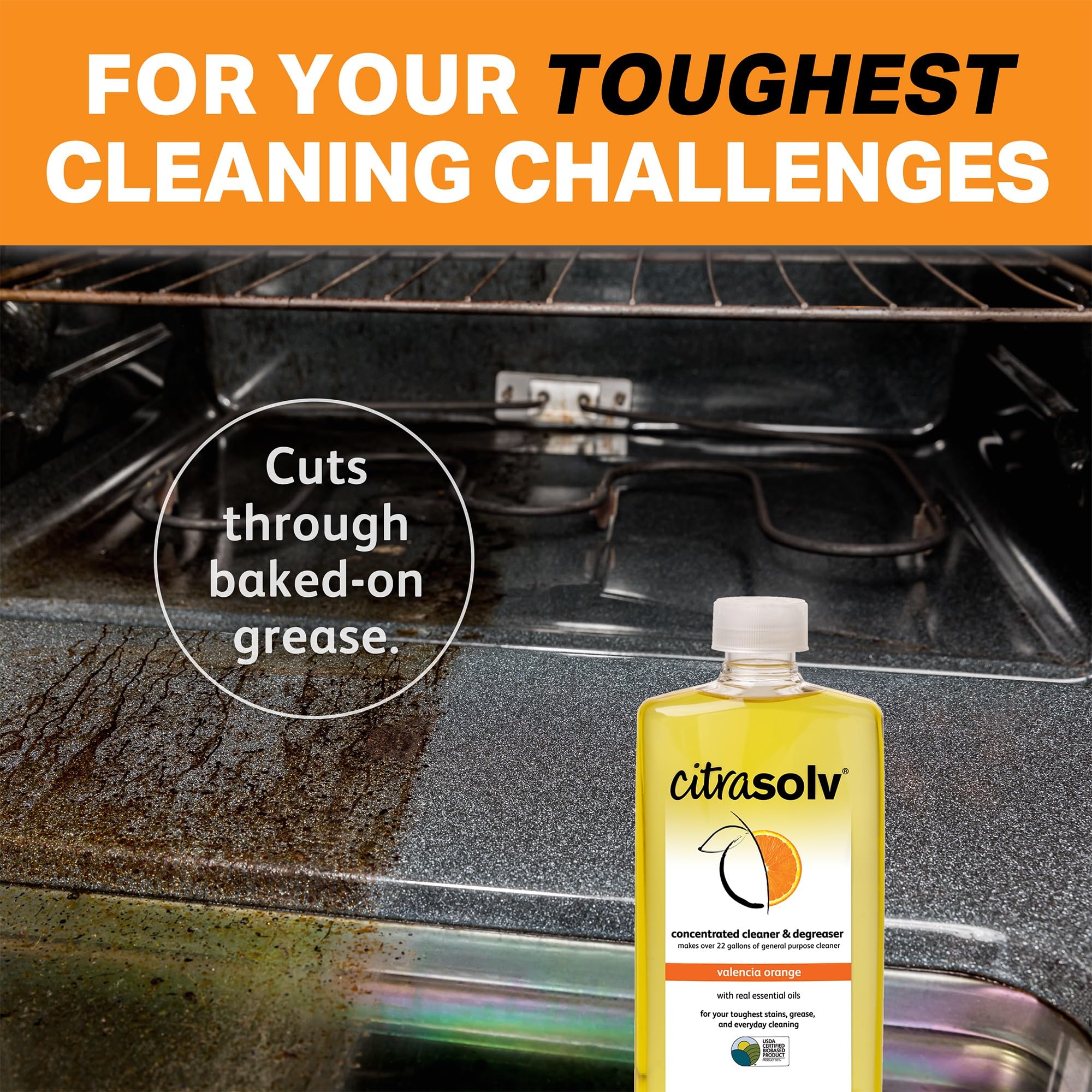 Citra Solv - Household Cleaner & Degreaser Valencia Orange, Versatile Cleaning Solution, Natural Ingredients, Biodegradable