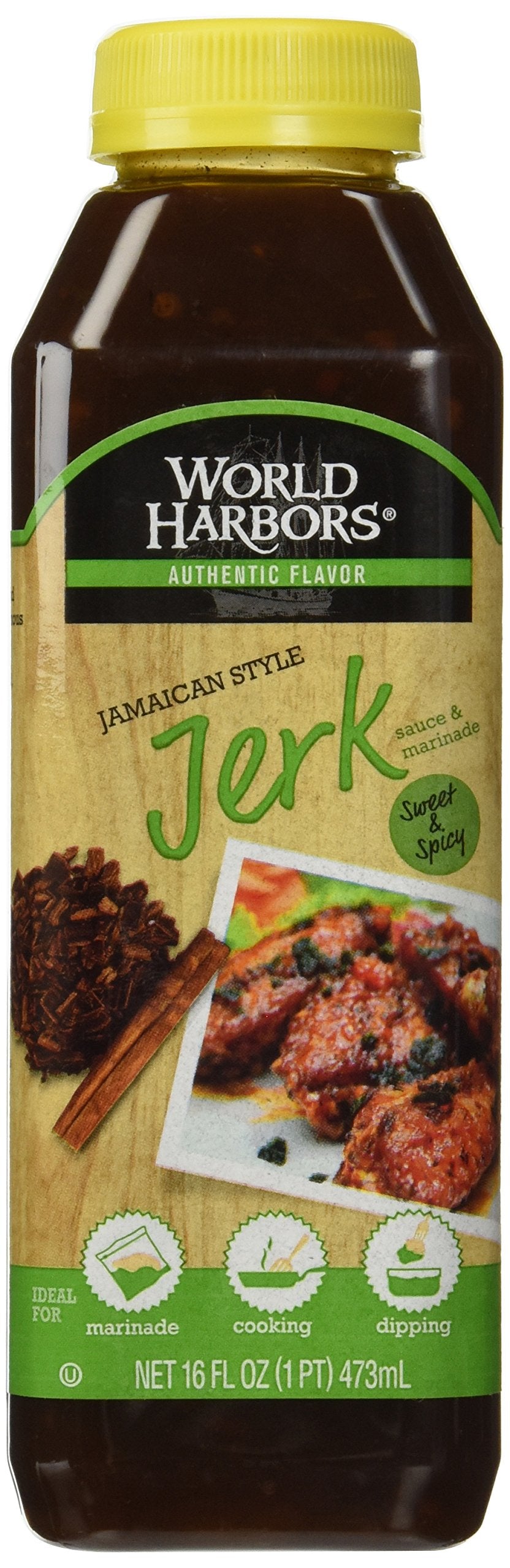 World Harbors Jamaican Style Jerk Marinade and Sauce, 16-Ounce Bottle