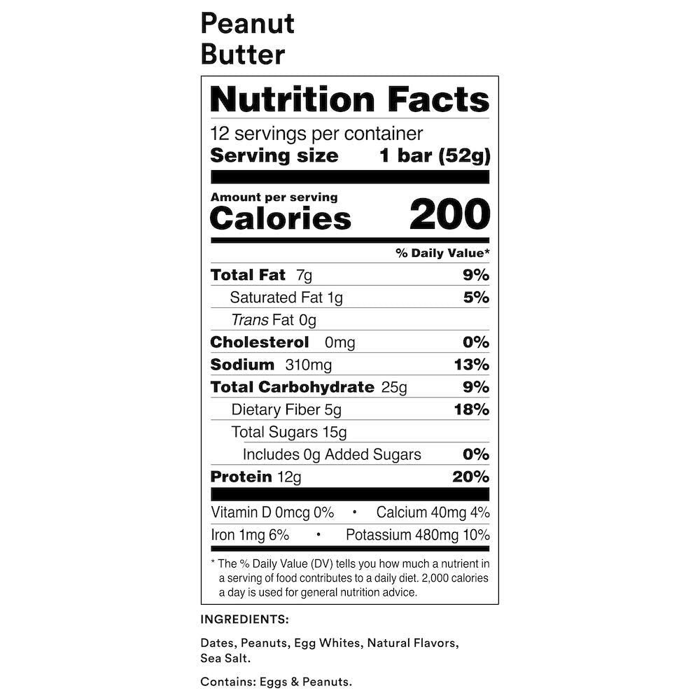 RX Bar Protein Bar, Peanut Butter, 1.83 oz (12 Count)