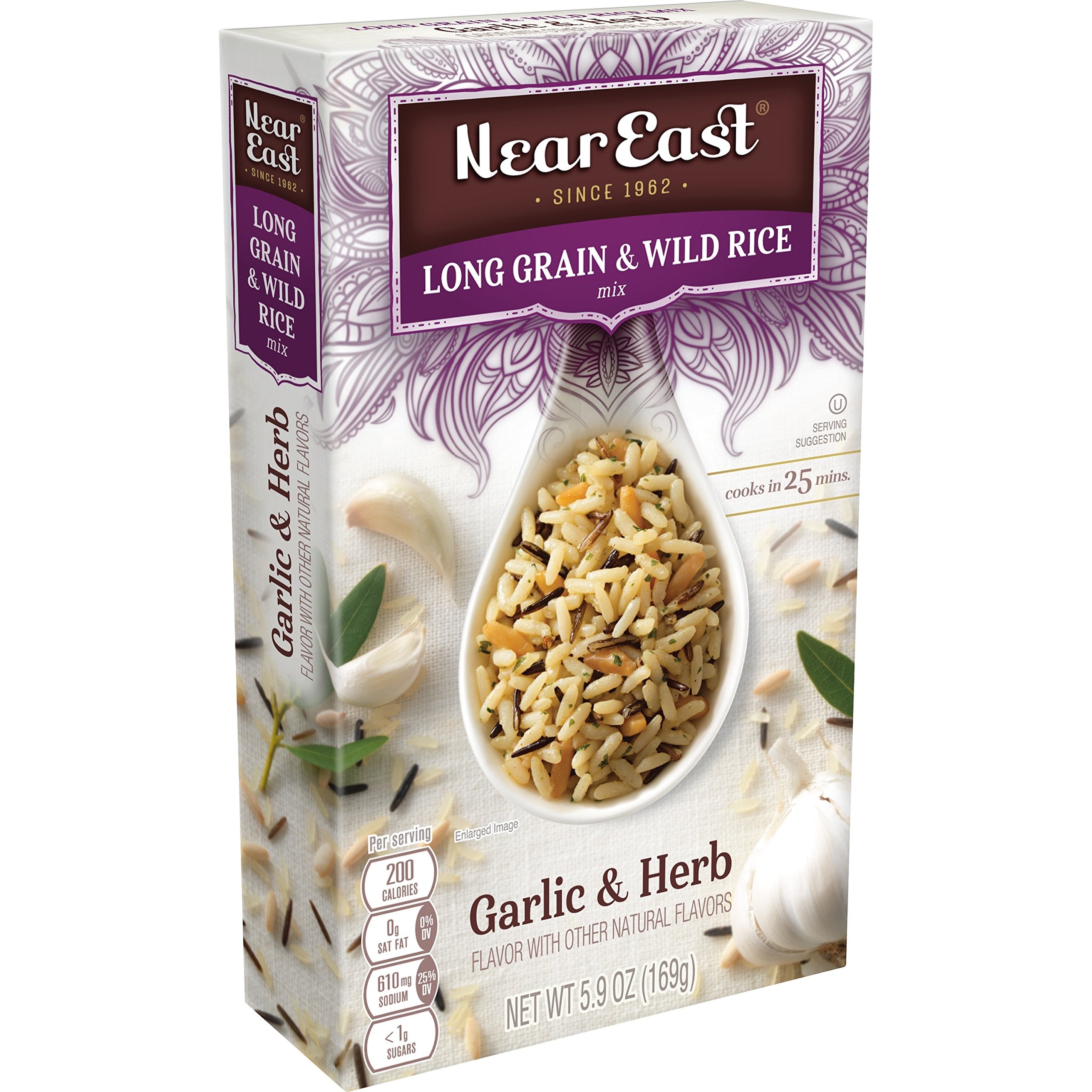 Near East Long Grain & Wild Rice Mix, Garlic & Herb, 5.9oz Box