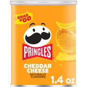 Pringles Potato Crisps Chips, Lunch Snacks, Office and Kids Snacks, Grab N' Go Pack, Cheddar Cheese, 1.4oz Can (1 Can)