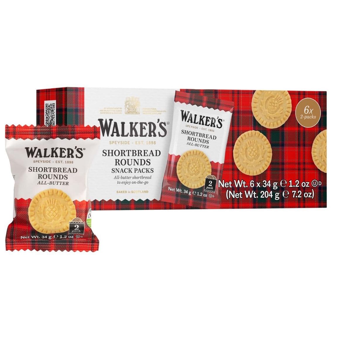 Walkers Shortbread Rnds Snk Pk, 7.2 Ounce