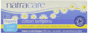 Natracare 2000 Organic All Cotton Non-Applicator Tampons 20 Count