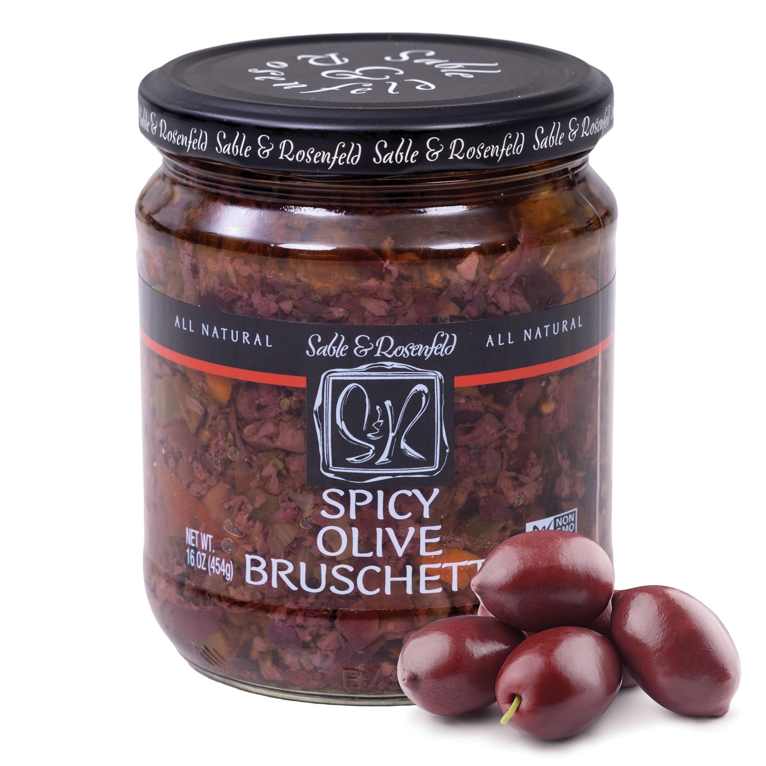Mediterranean Olive Bruschetta - Gluten-Free Sandwich Spread with Olive Oil for Muffuletta, Sandwiches, Dips, Crackers, Salads, & Appetizers, Kosher - Sable & Rosenfeld