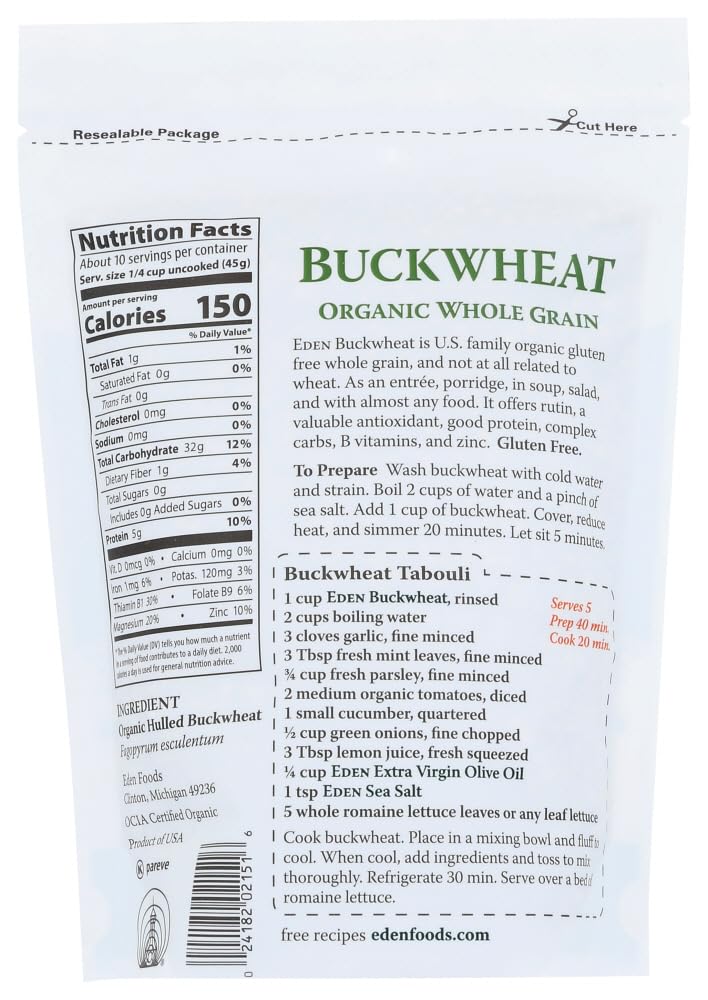 Eden Buckwheat Hulled Whole Grain 16 -Ounce Pouches (Pack of 12)