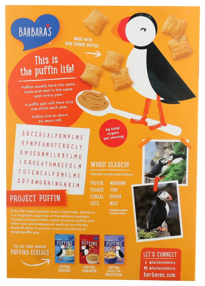 Barbara's Bakery, Puffins Cereal, Peanut Butter, 11 oz (312 g) Barbara's Bakery, Puffins Cereal, Peanut Butter, 11 oz (312 g) - 2pcs