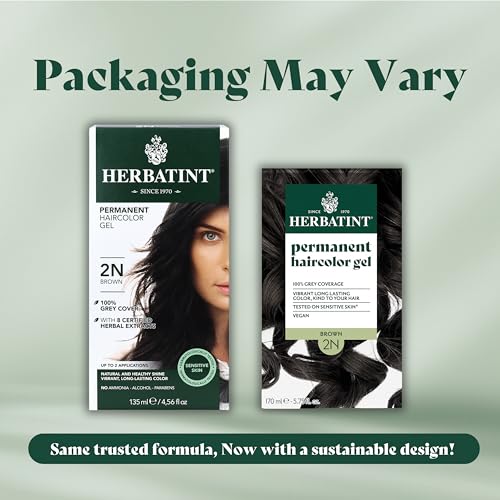 Herbatint Permanent Haircolor Gel, 2N Brown, Alcohol Free, Vegan, 100% Grey Coverage - 4.56 oz (3 Pack)