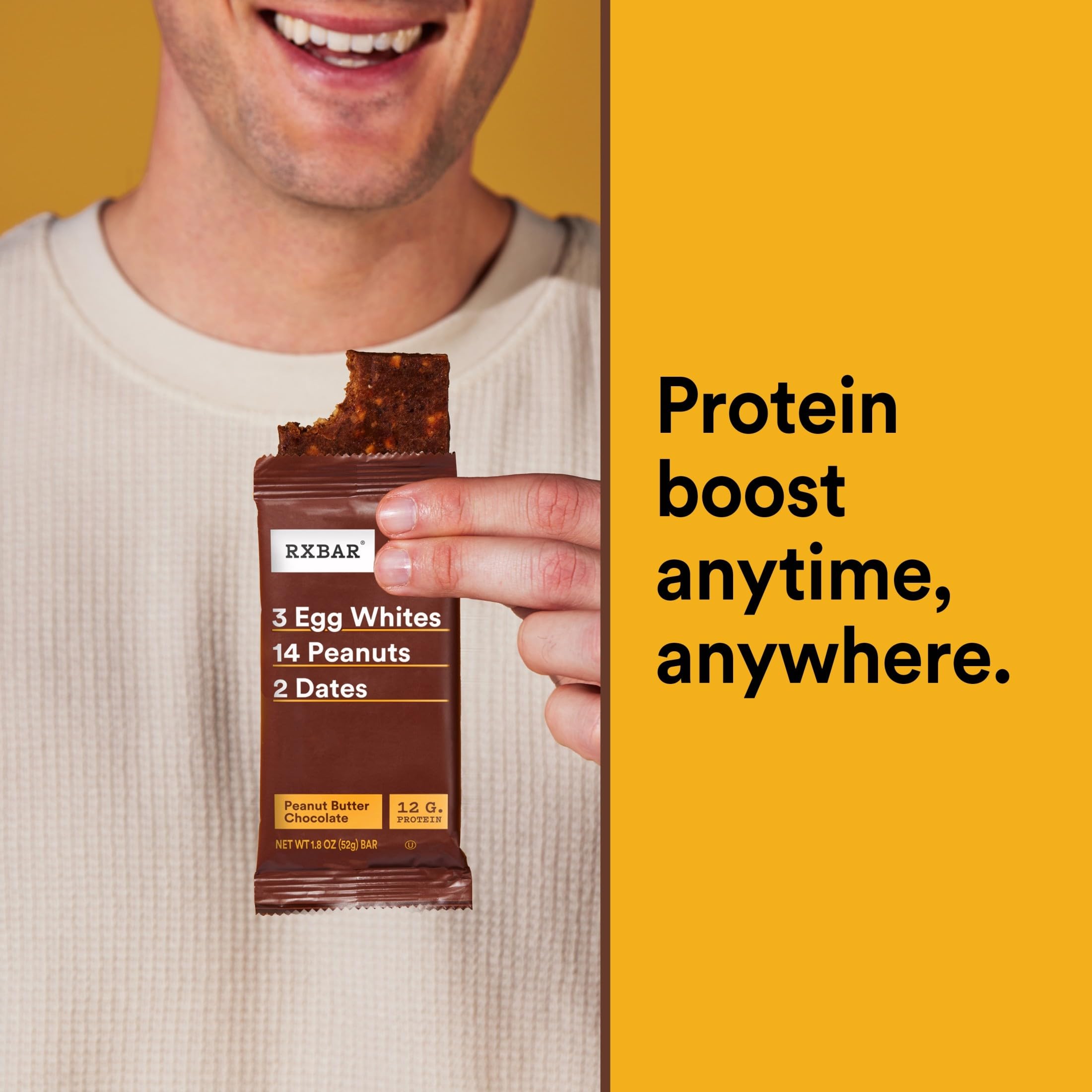 RXBAR Protein Bars, Protein Snack, Snack Bars, Peanut Butter Chocolate, 22oz Box (12 Count)