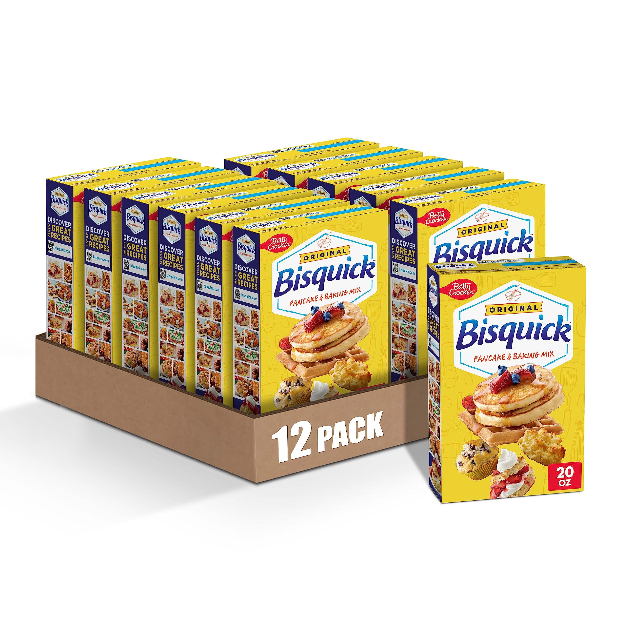 Betty Crocker Bisquick Pancake and Baking Mix, Original, Makes About 30 Pancakes, 20 oz (Pack of 12)
