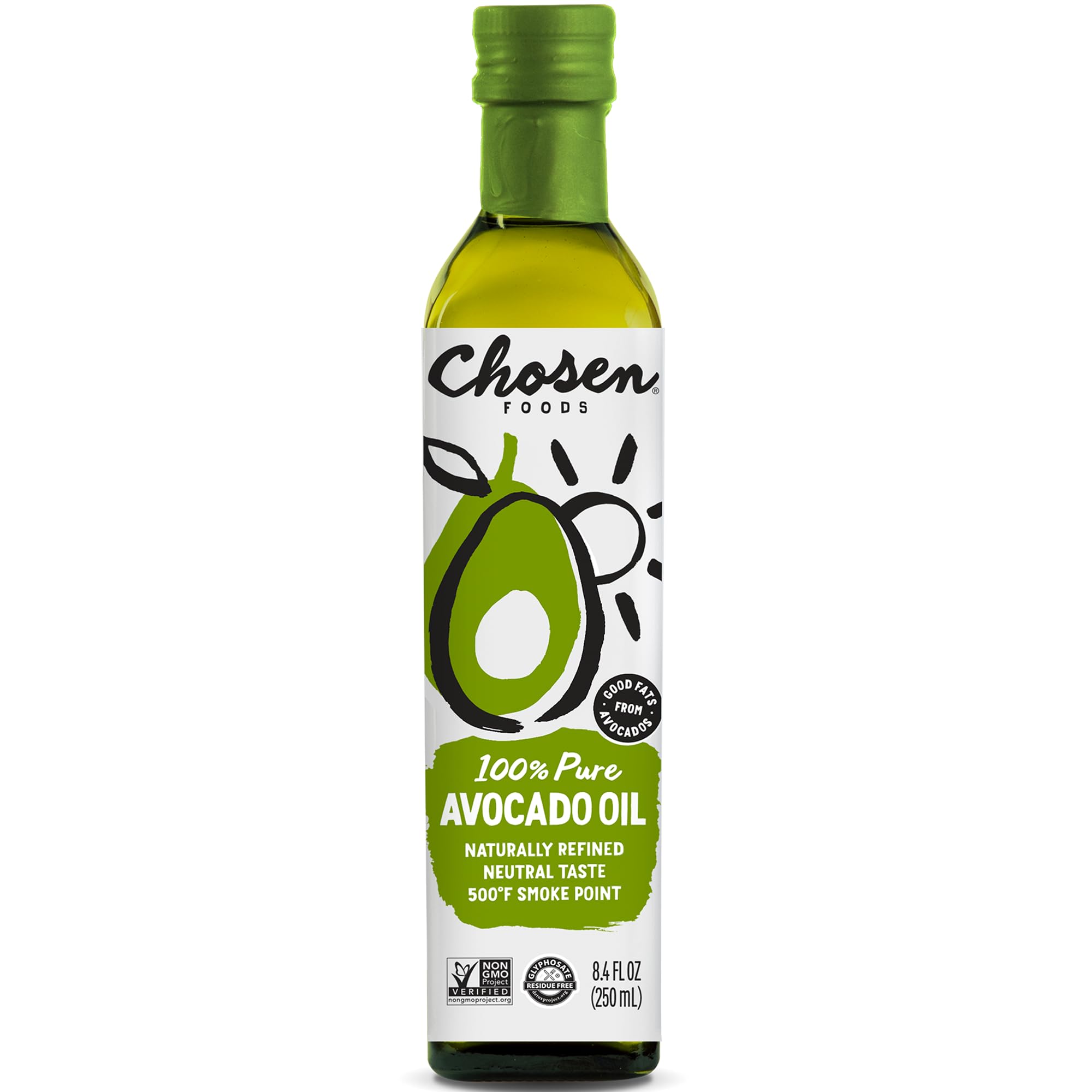 Chosen Foods 100% Pure Avocado Oil, Non-GMO for High-Heat Cooking, Frying, Baking, Homemade Sauces, Dressings, and Marinades