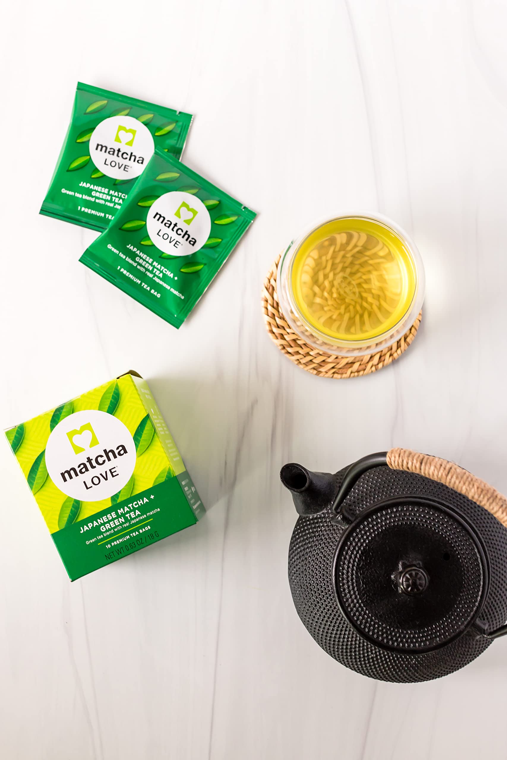 Matcha Love Japanese Matcha + Green Tea, 10 Premium Tea Bags