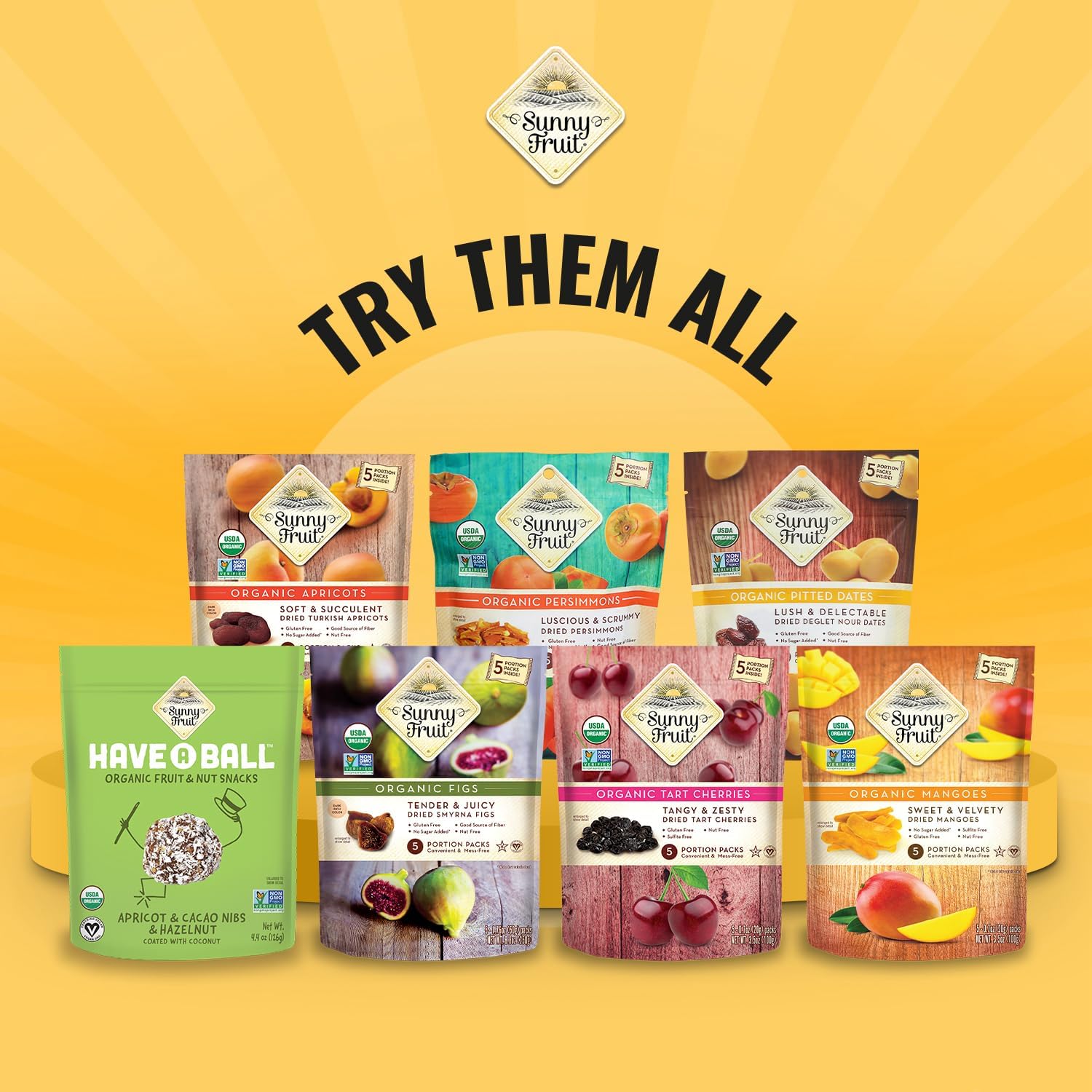 Sunny Fruit Soft Organic Turkish Dried Figs - 6 Bags (30 Individual Portion Packs) | No Preservatives, No Sugar Added | Healthy, Convenient Snack Packs | ORGANIC, NON-GMO, VEGAN, HALAL, KOSHER