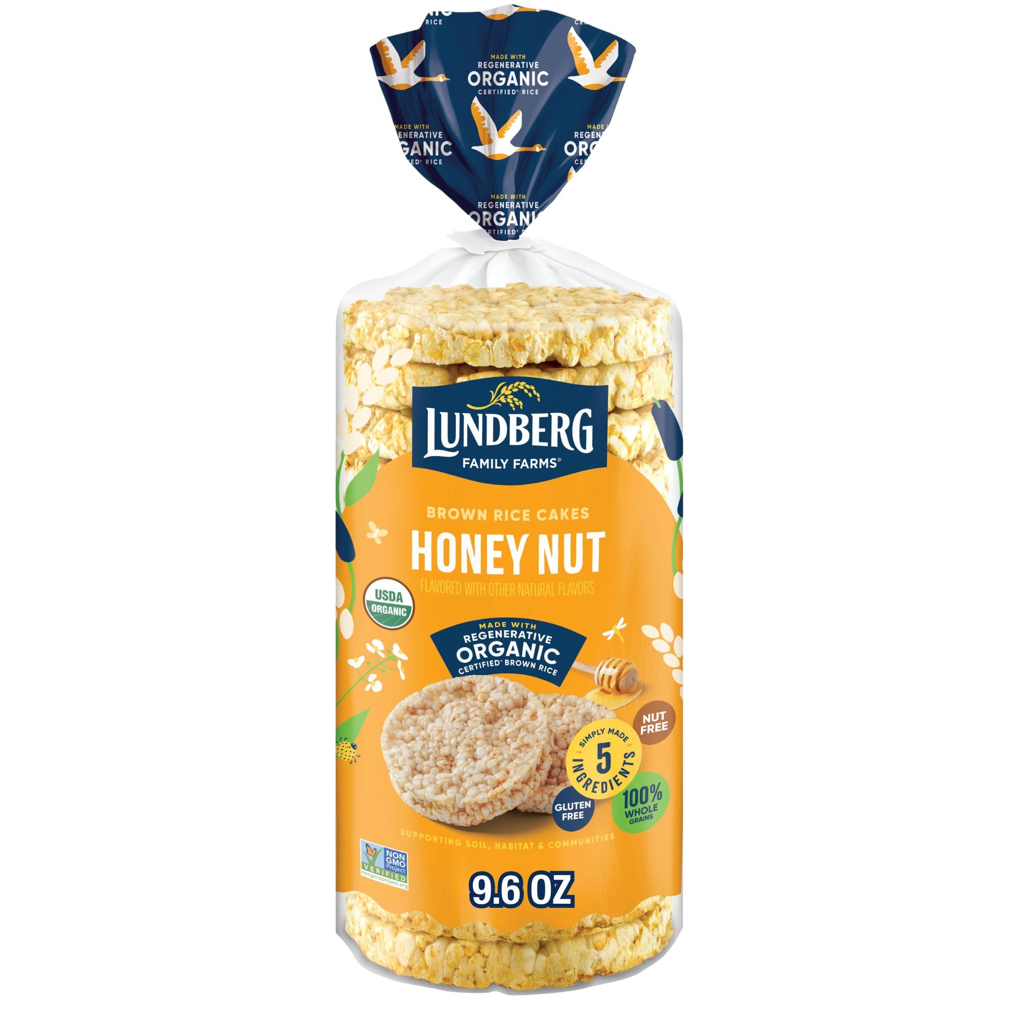 Lundberg Organic Brown Rice Cakes, Honey Nut, 9.6oz(pack of 12), Gluten-Free, Whole Grain, Kosher, USDA Certified Organic, Non-GMO Verified