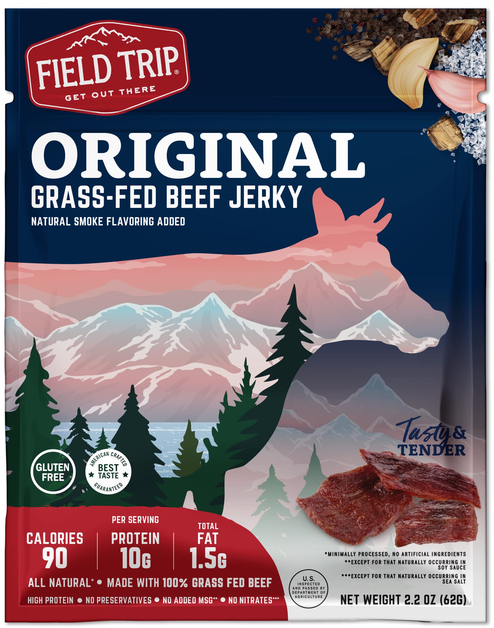 Field Trip Beef Jerky | Gluten Free Jerky, Low Carb, Healthy High Protein Snacks With No Nitrates, Made With All Natural Ingredients | Original | 2.2oz