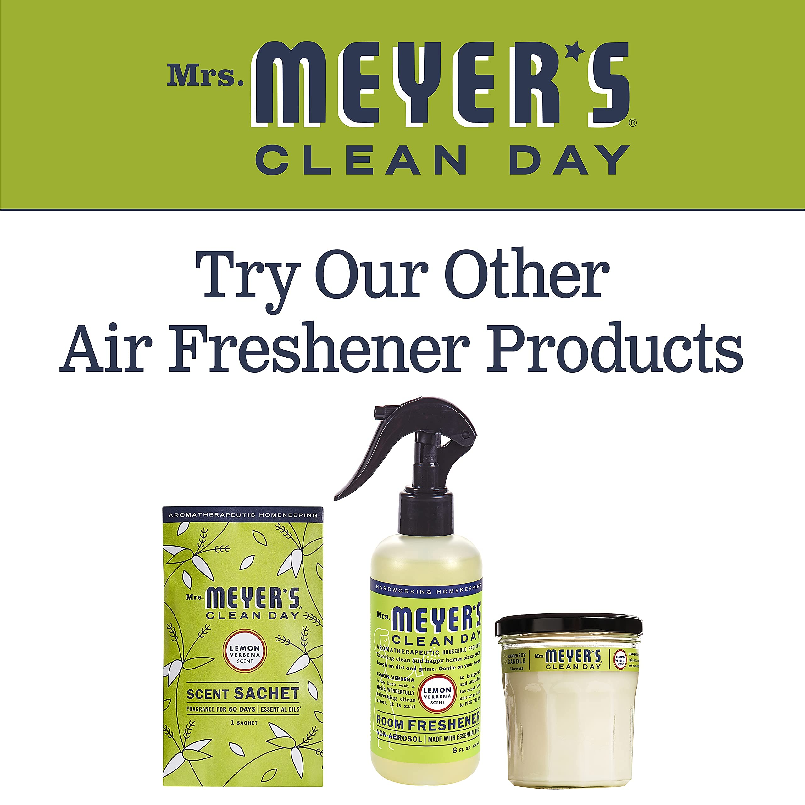 Mrs. Meyer's Clean Day Scented Soy Candle, Lemon Verbena Scent, 7.2 ounce candle