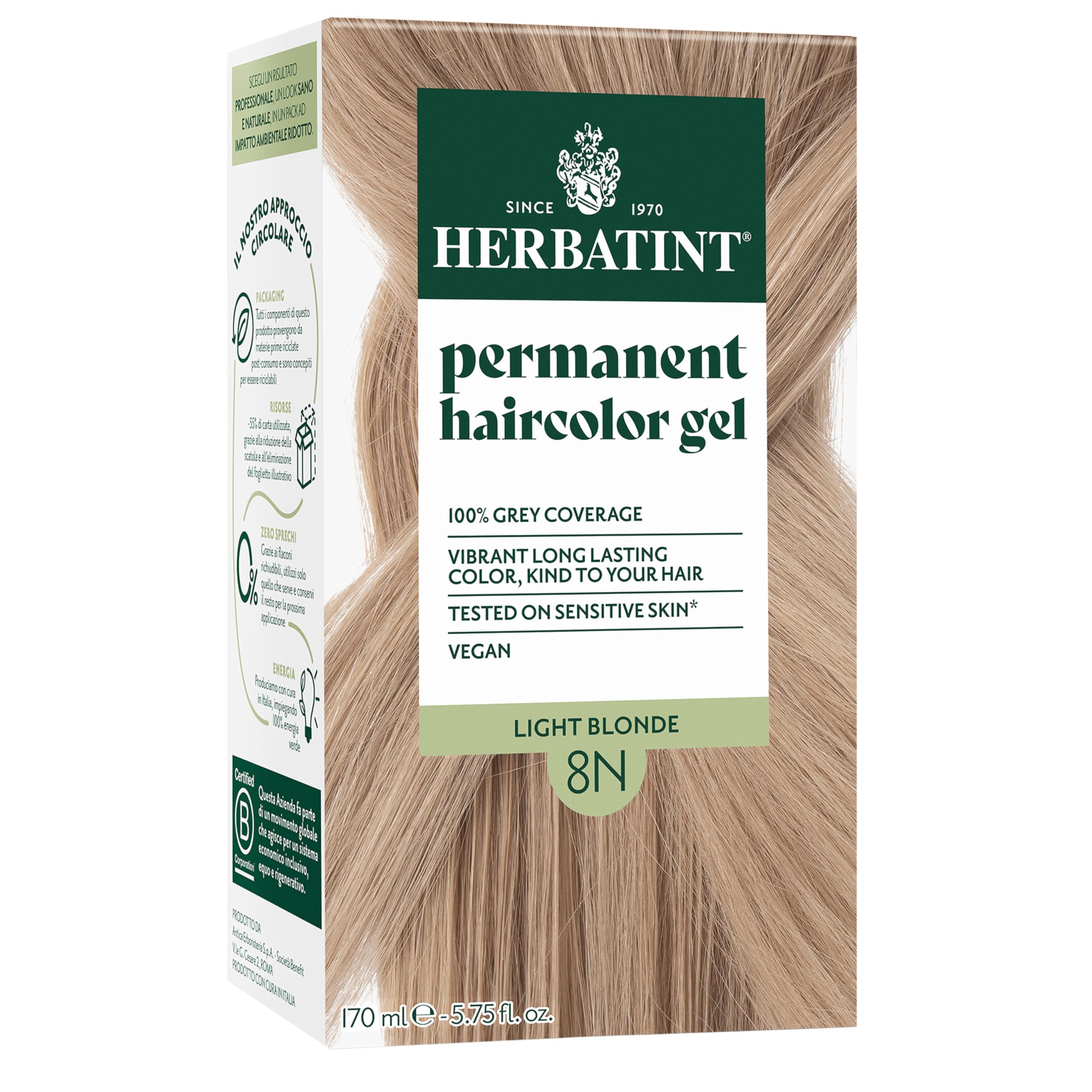 Herbatint Permanent Hair Dye For Women - For Up To 100% Gray Coverage of Resistant Gray Hair - Ammonia-Free, Alcohol-Free & Vegan - Salon Influenced Hair Color