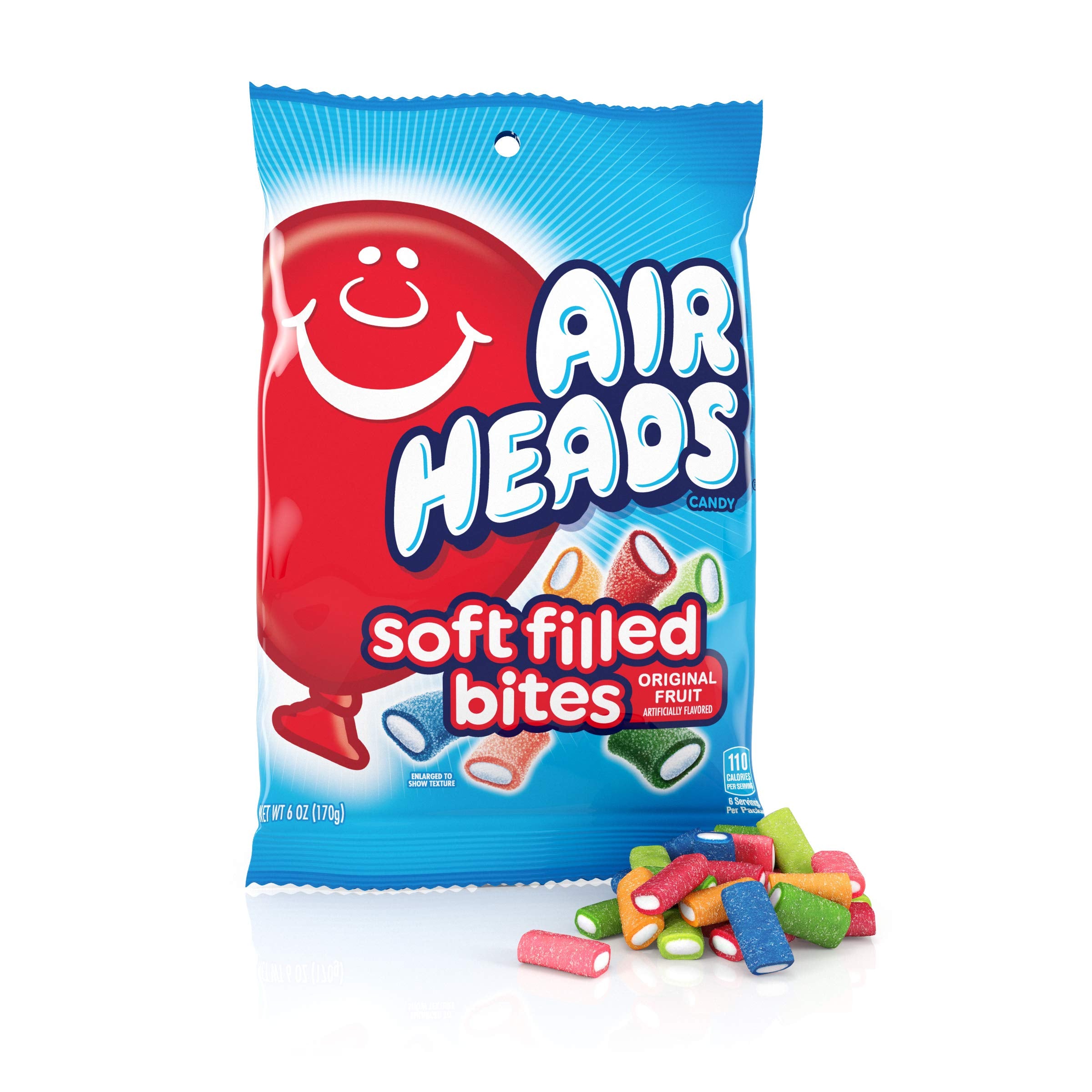 Airheads Soft Filled Bites Candy Peg Bag, 6 Ounce (Bulk
