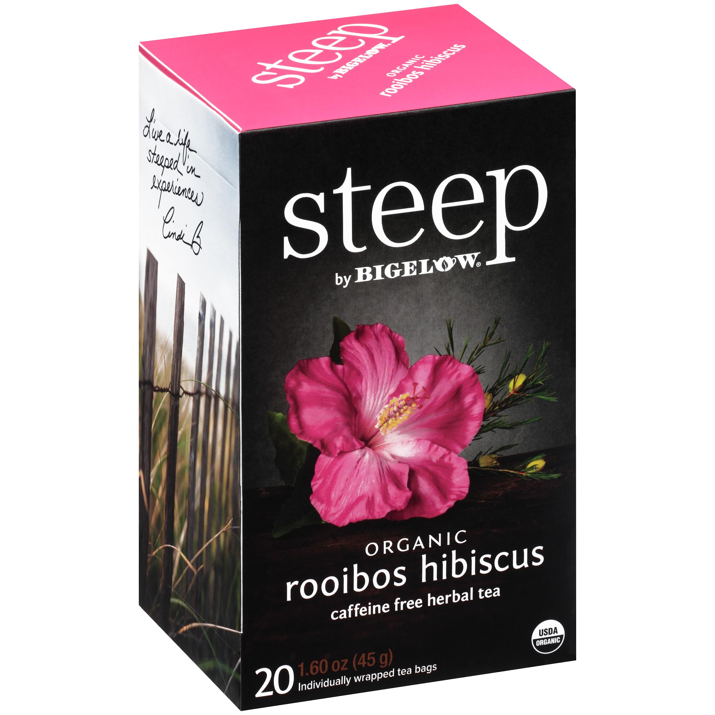 BIGELOW TEA Steep Herbal Tea Flavored Caffeine Free Teabag Box Organic