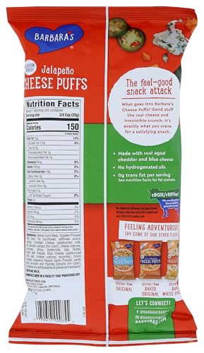 Barbaras Bakery, Puffs Cheese Jalapeno,