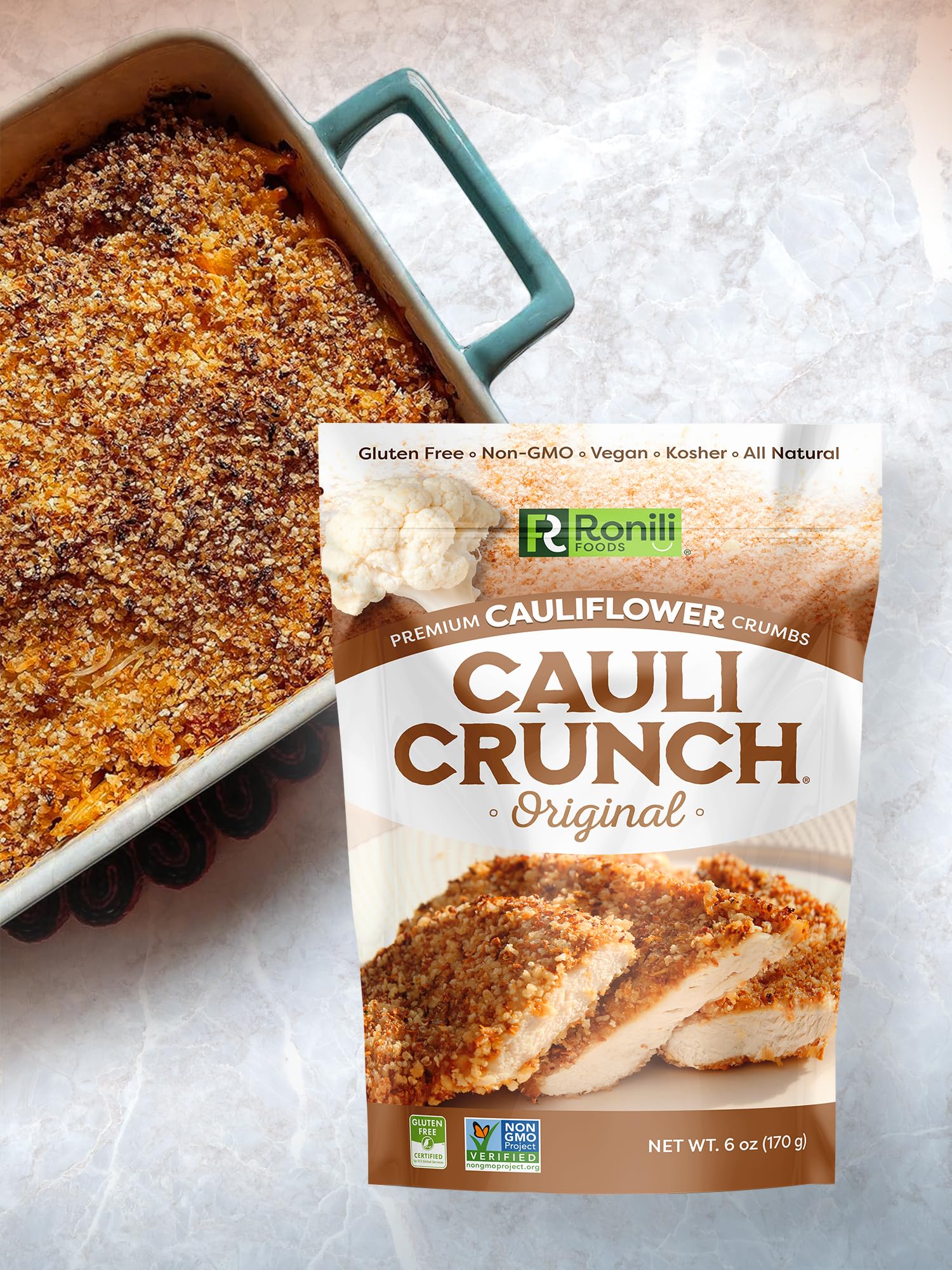 Cauli Crunch | Original Gluten Free Cauliflower Bread Crumbs – Bread-Free Breadcrumbs, Certified Gluten Free + NON-GMO, Vegan, Kosher Bread Crumbs, All Natural, 3-PACK (Original)