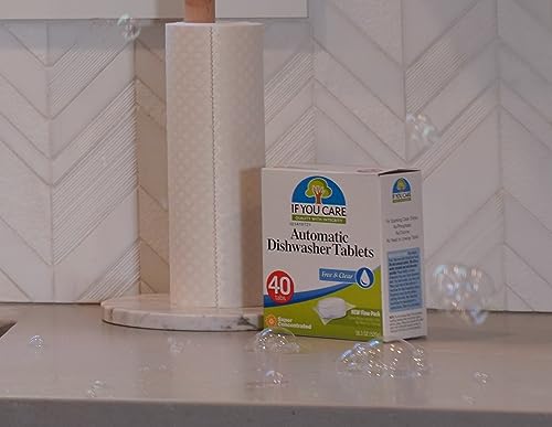 If You Care re Dishwasher Tablets 40 Count - Powerful, Plant Based, Concentrated, Biodegradable, Natural Dish Cleaner Detergent, Dishwashing Soap Tabs