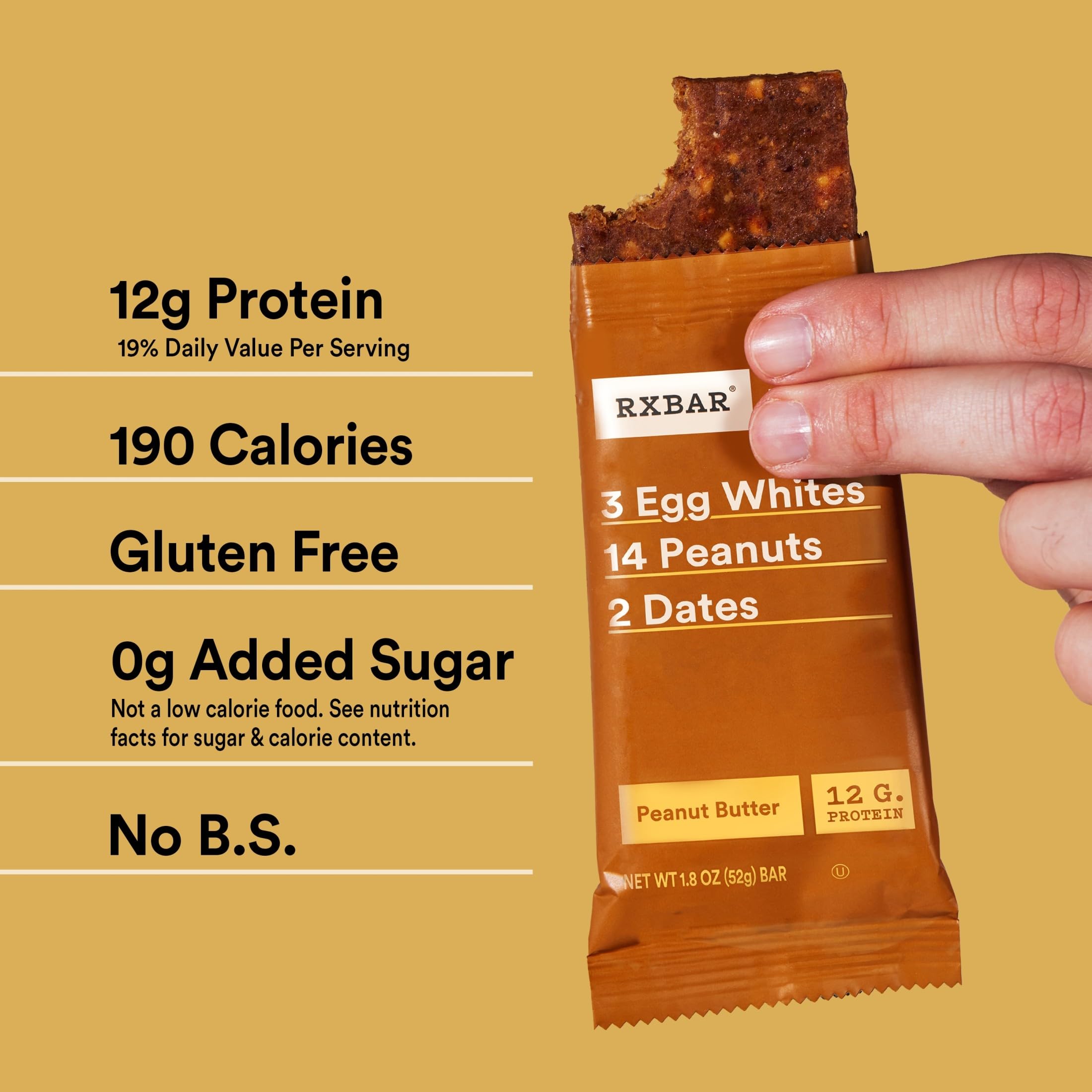 RXBAR Protein Bars, 12g Protein, Gluten Free Snacks, Peanut Butter
