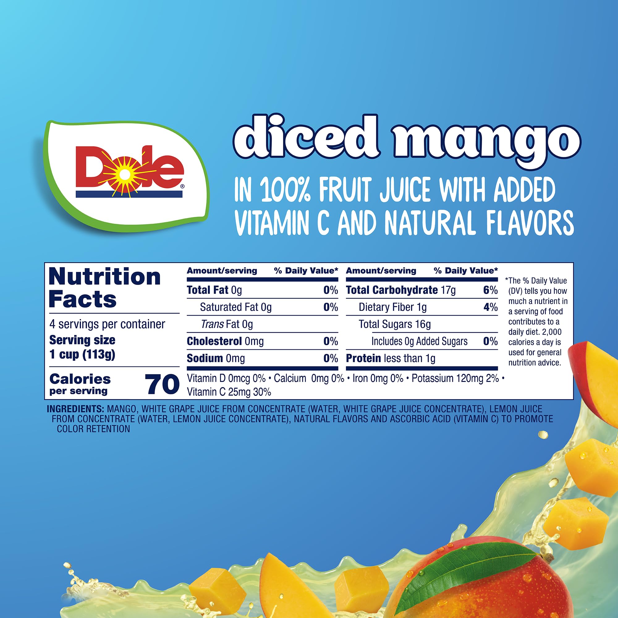 Dole Fruit Bowls Diced Peaches in 100% Juice, Gluten Free Healthy Snack, 7 Oz, 12 Total Cups