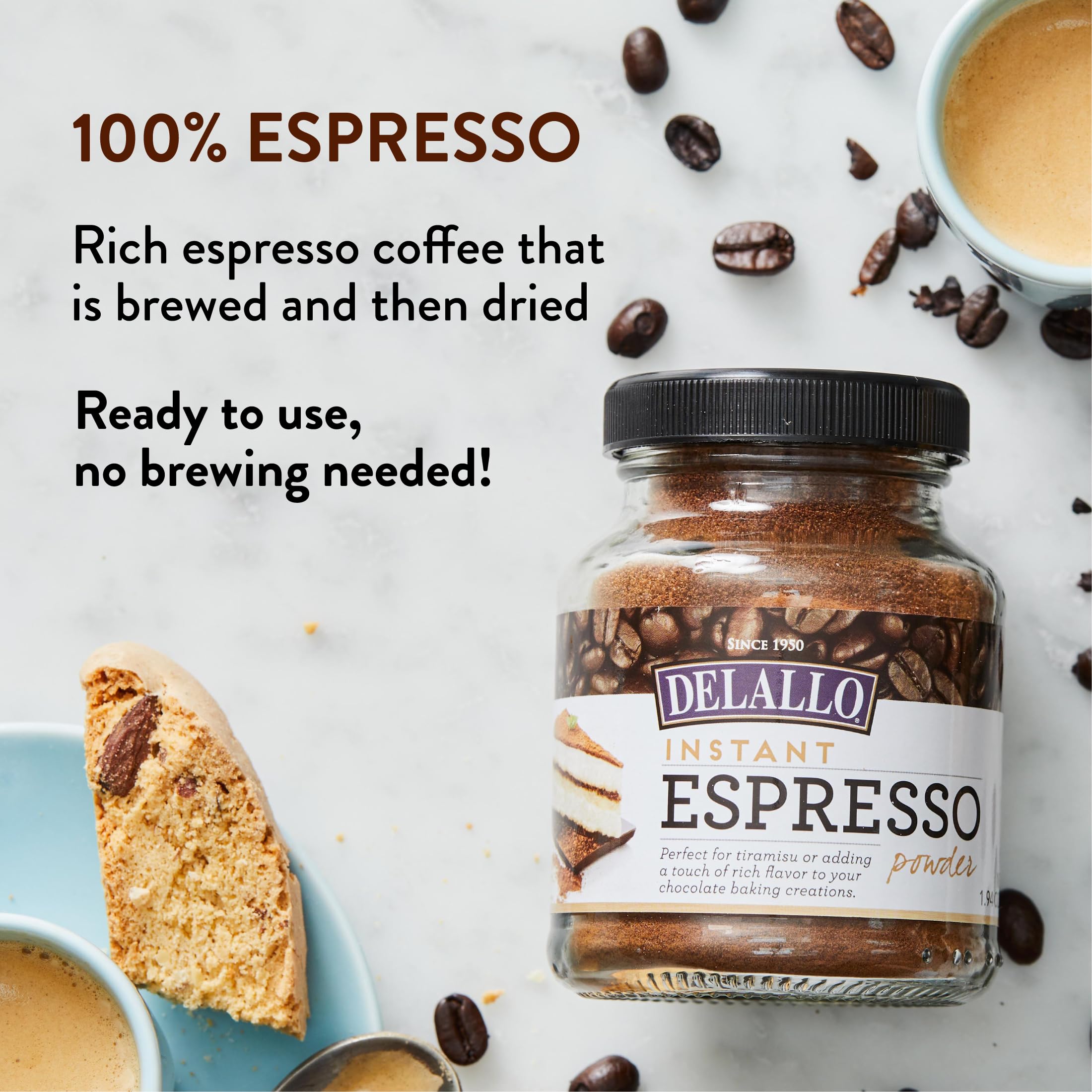 DeLallo Instant Espresso Powder, 1.94oz Jar