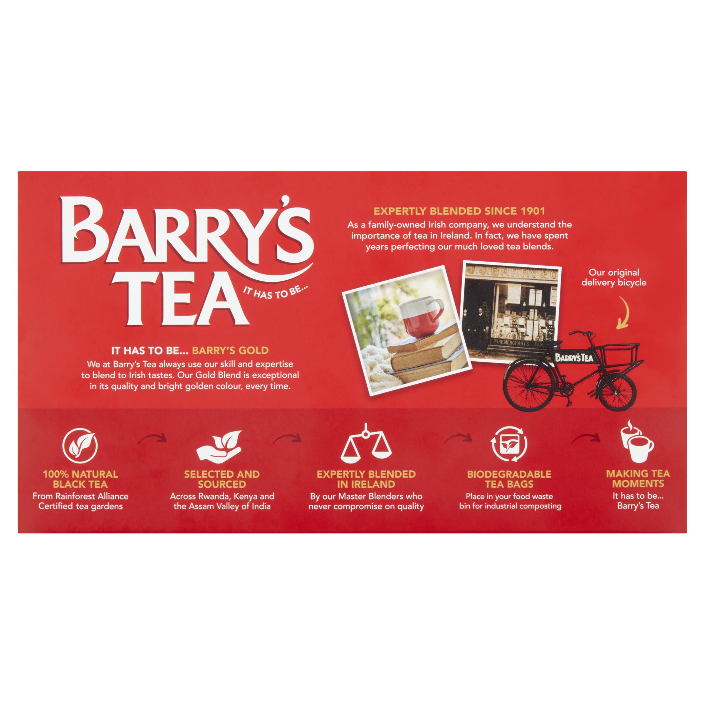 Barry's Tea Gold Blend - 80 Teabags - 250g - Expertly Blended in Ireland