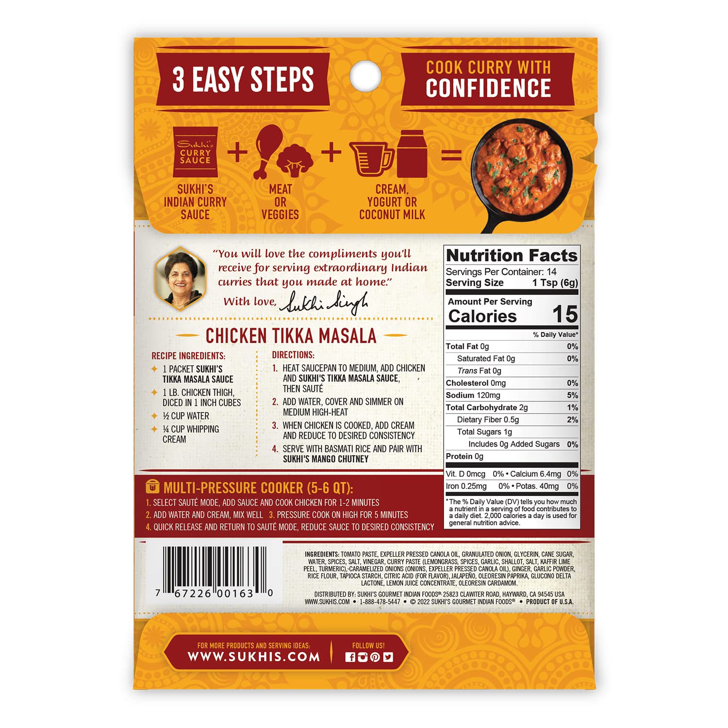 Sukhi's Gluten-Free Indian Curry Paste Curry Sauce Simmer Sauce Indian Sauce