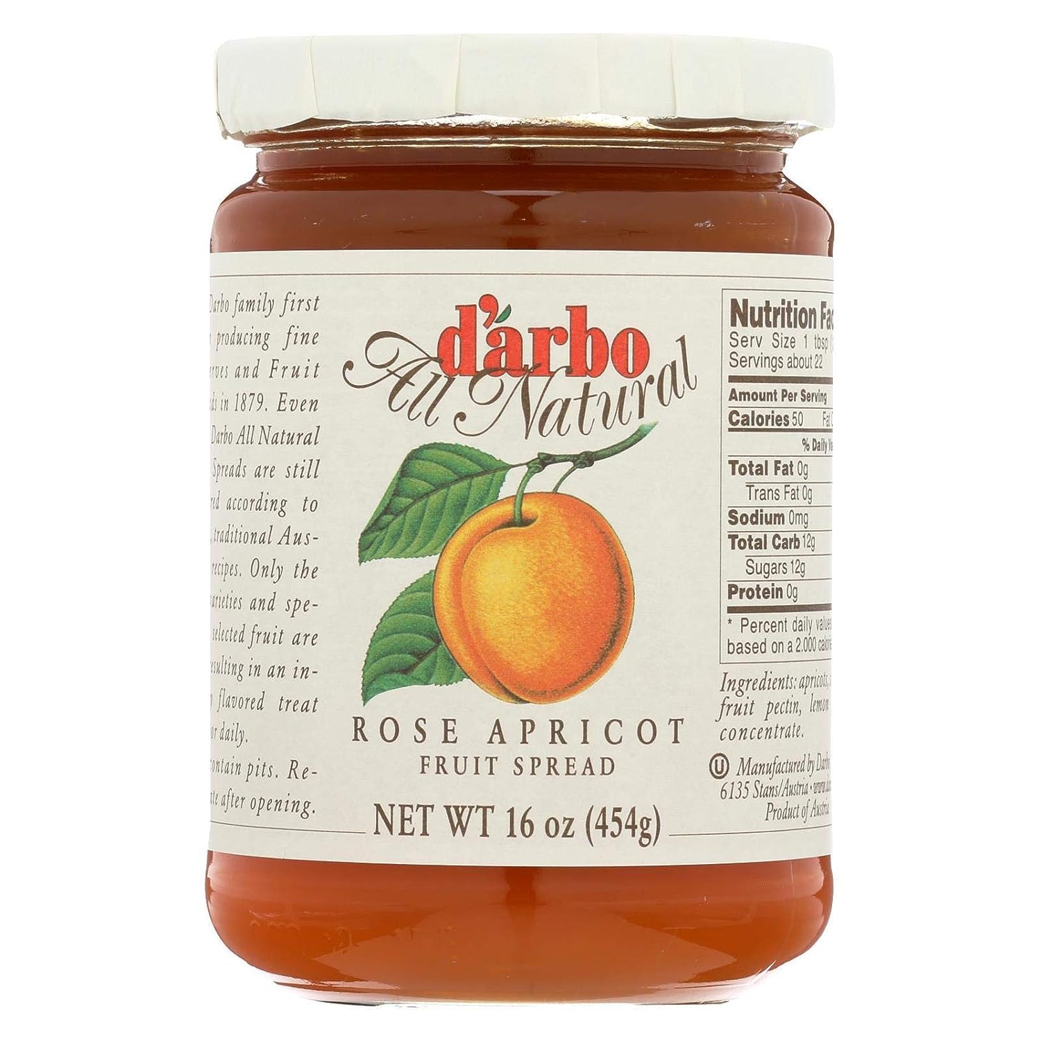 D'Arbо All Natural Fruit Sprеad - Rоsе Apricоt - Casе оf 6-16 оz. - Bulk Buy