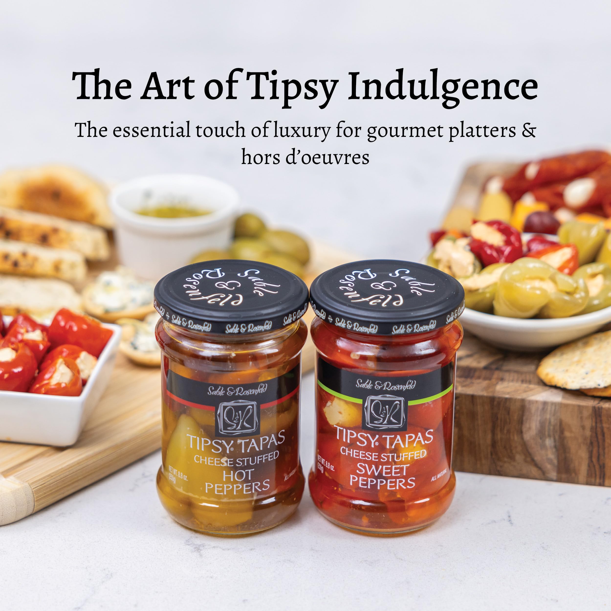 Sable & Rosenfeld Tipsy Tapas Cheese Stuffed Sweet Peppers - Gluten-Free Sweet Peppers Stuffed with Cream Cheese for Appetizers - 8.8 Ounce