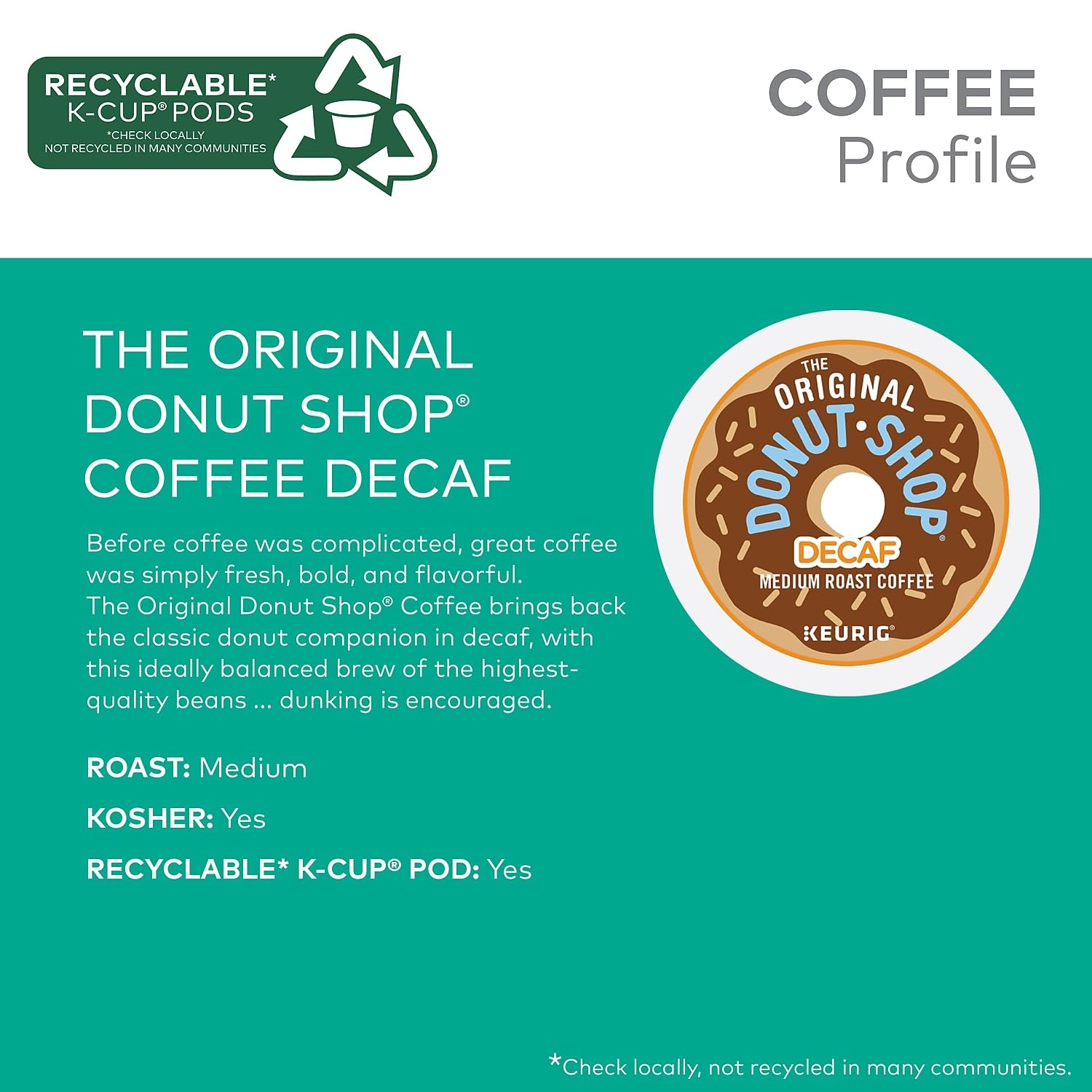 The Original Donut Shop Decaf Keurig Single-Serve K-Cup Pods, Medium Roast Coffee, 96 Count