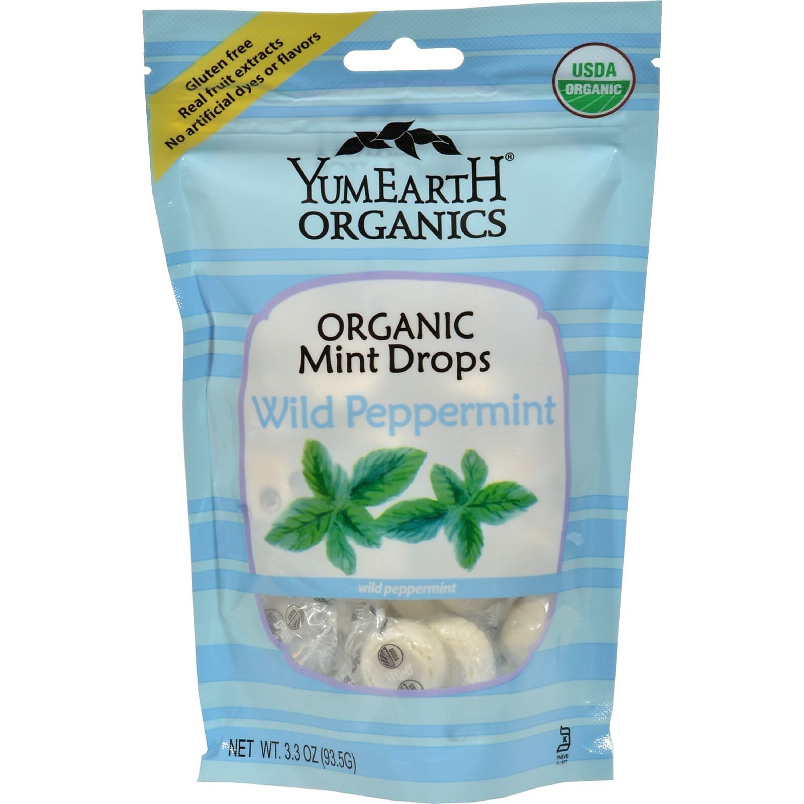 YumEarth Yummy Earth Organic Candy Drops, Wild Peppermint, 3.3 oz, 3/Pack (270-00032)