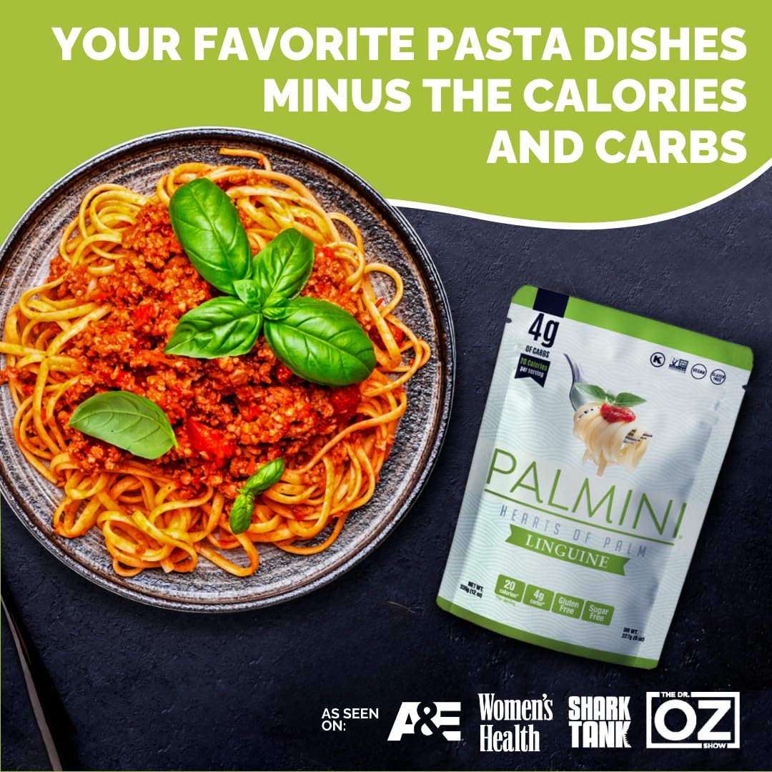 Palmini Linguine Pasta | Low-Carb, Low-Calorie Hearts of Palm Pasta | Keto, Gluten Free, Vegan, Non-GMO | As seen on Shark Tank |(12 Ounce - Pack of 1)