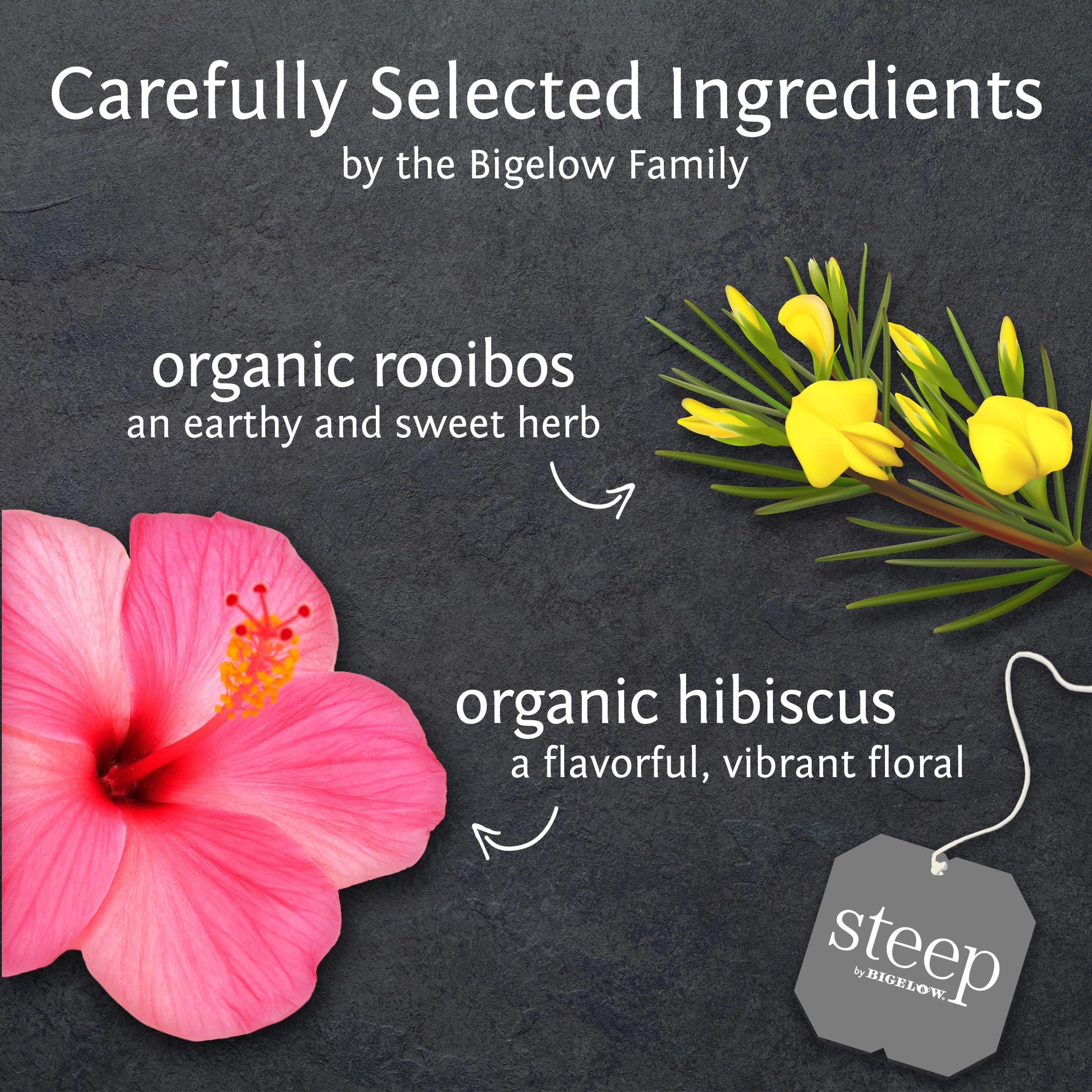 BIGELOW TEA Steep Herbal Tea Flavored Caffeine Free Teabag Box Organic